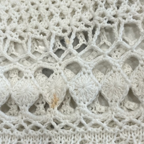 Velvet by Graham Spencer Crochet Knit White Dress V Neck 3/4 Sleeve MIDI Small - Picture 16 of 16